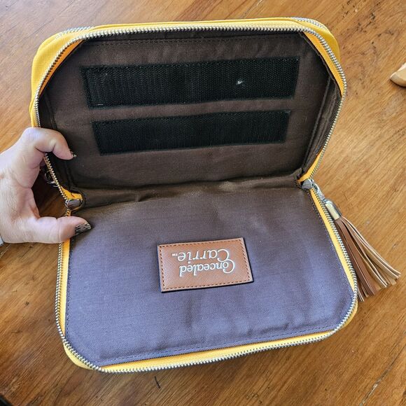 Concealed Carrie Brand Compact Zippered Clutch In Mustard With Keychains - Picture 3 of 4